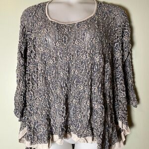 Elegant Lace Women's Blouse - Gray